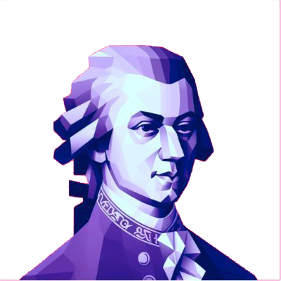 Low poly portrait of Mozart